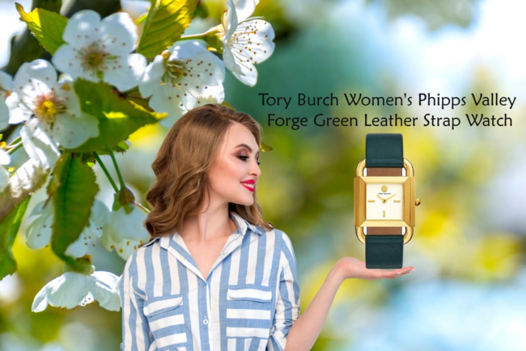 Tory Burch Women's Phipps Valley Forge Green Leather Strap Watch at uniquefanswatch.com